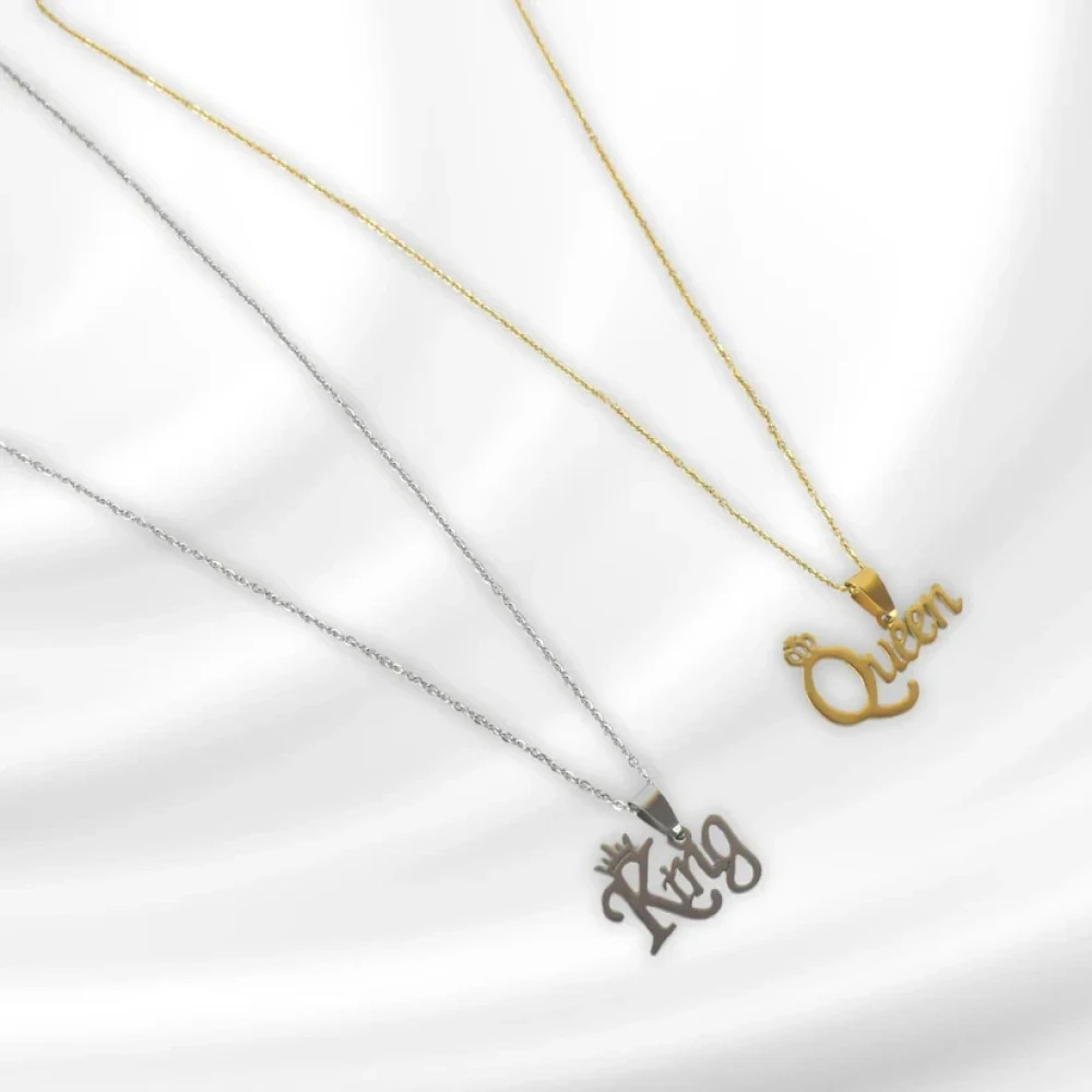 JEEZSA Stainless Steel KING and QUEEN pendant for men