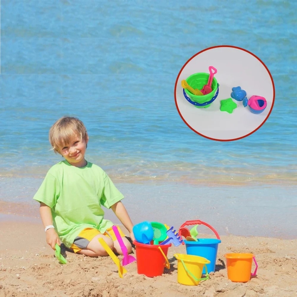 JEEZSA Beach Sand Castle Toy Set for Kids - 6 Pcs Summer Play