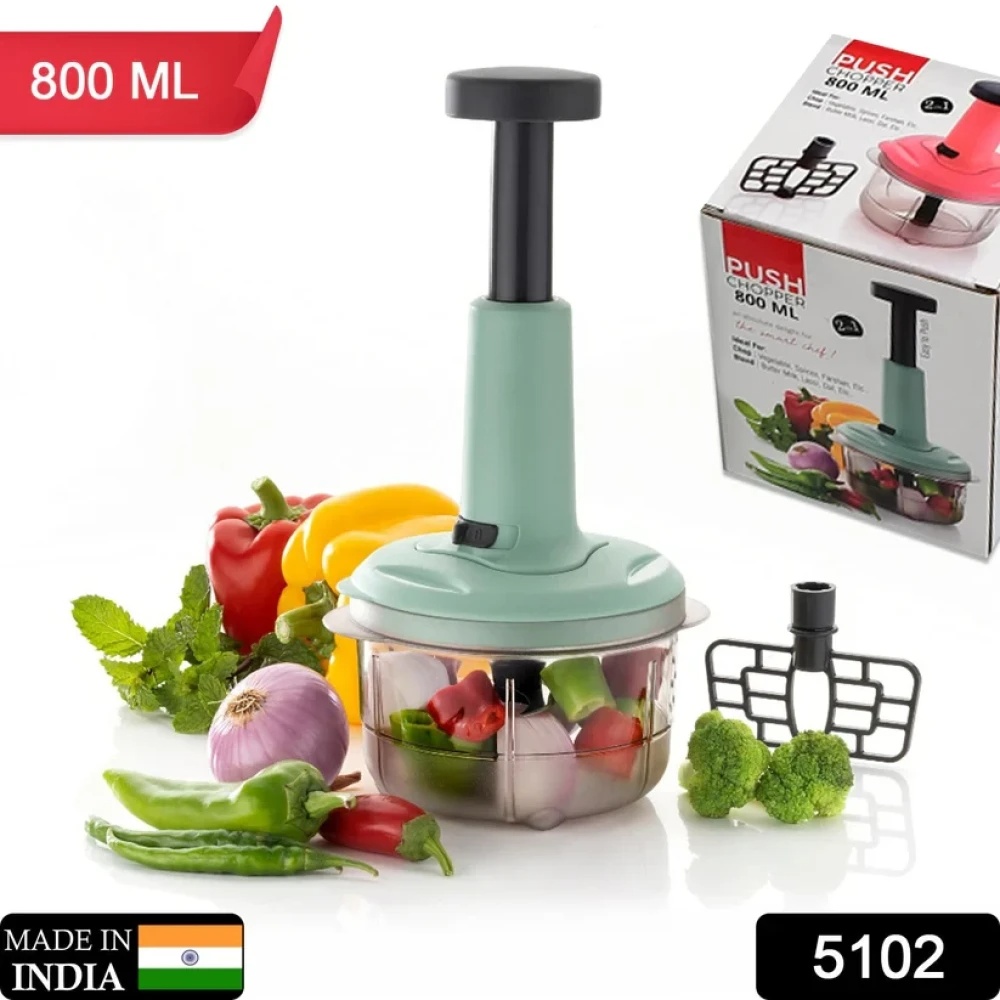 JEEZSA 2-in-1 Push Chopper 800ml with Stainless Steel Blade for Quick Food Prep