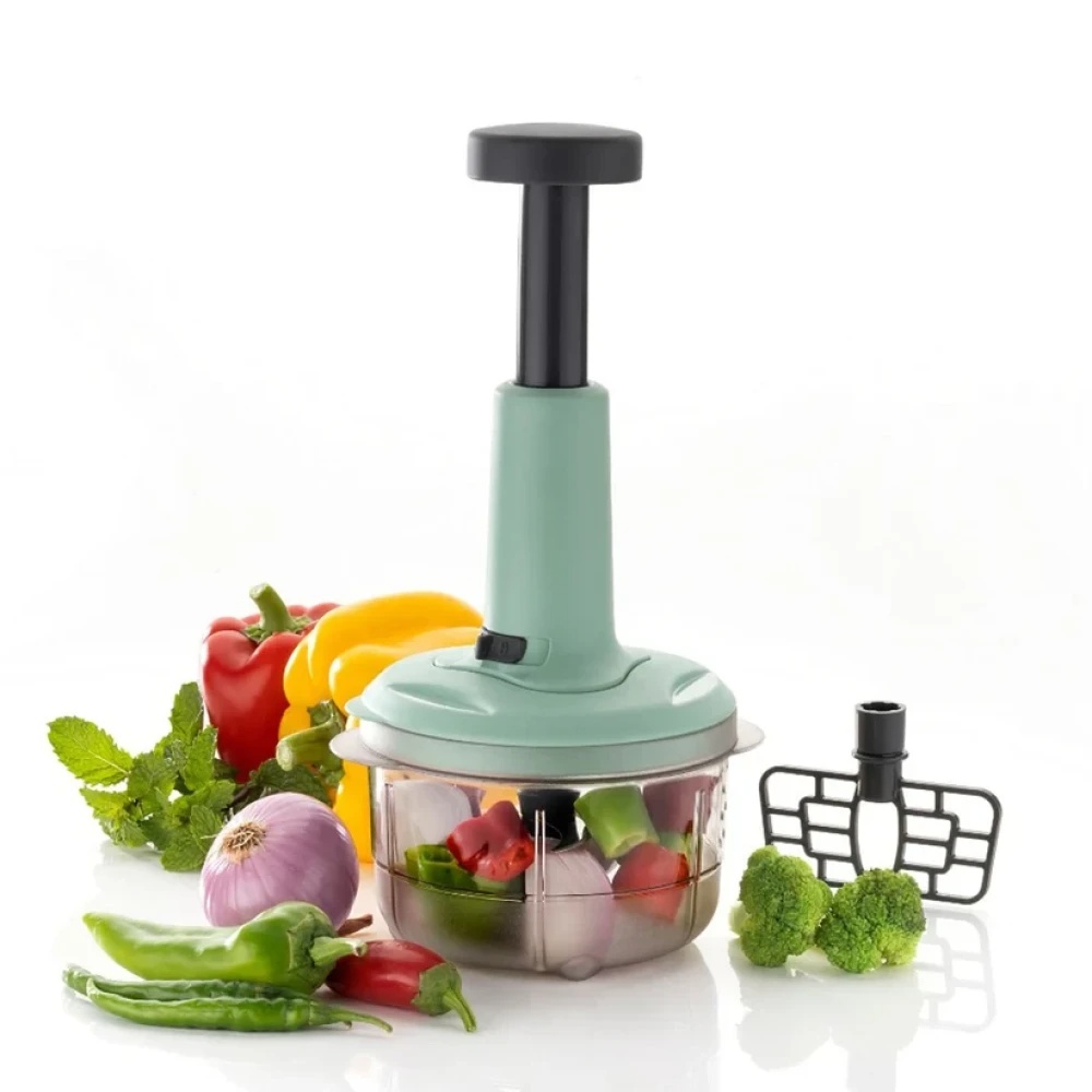 JEEZSA 2-in-1 Push Chopper 800ml with Stainless Steel Blade for Quick Food Prep