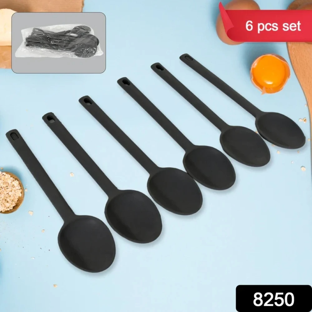 JEEZSA Multipurpose Silicone Spoon, Silicone Basting Spoon Non-Stick Kitchen Utensils Household Heat-Resistant Non Stick Spoons Kitchen Cookware Items For Cooking and Baking (6 Pcs Set)