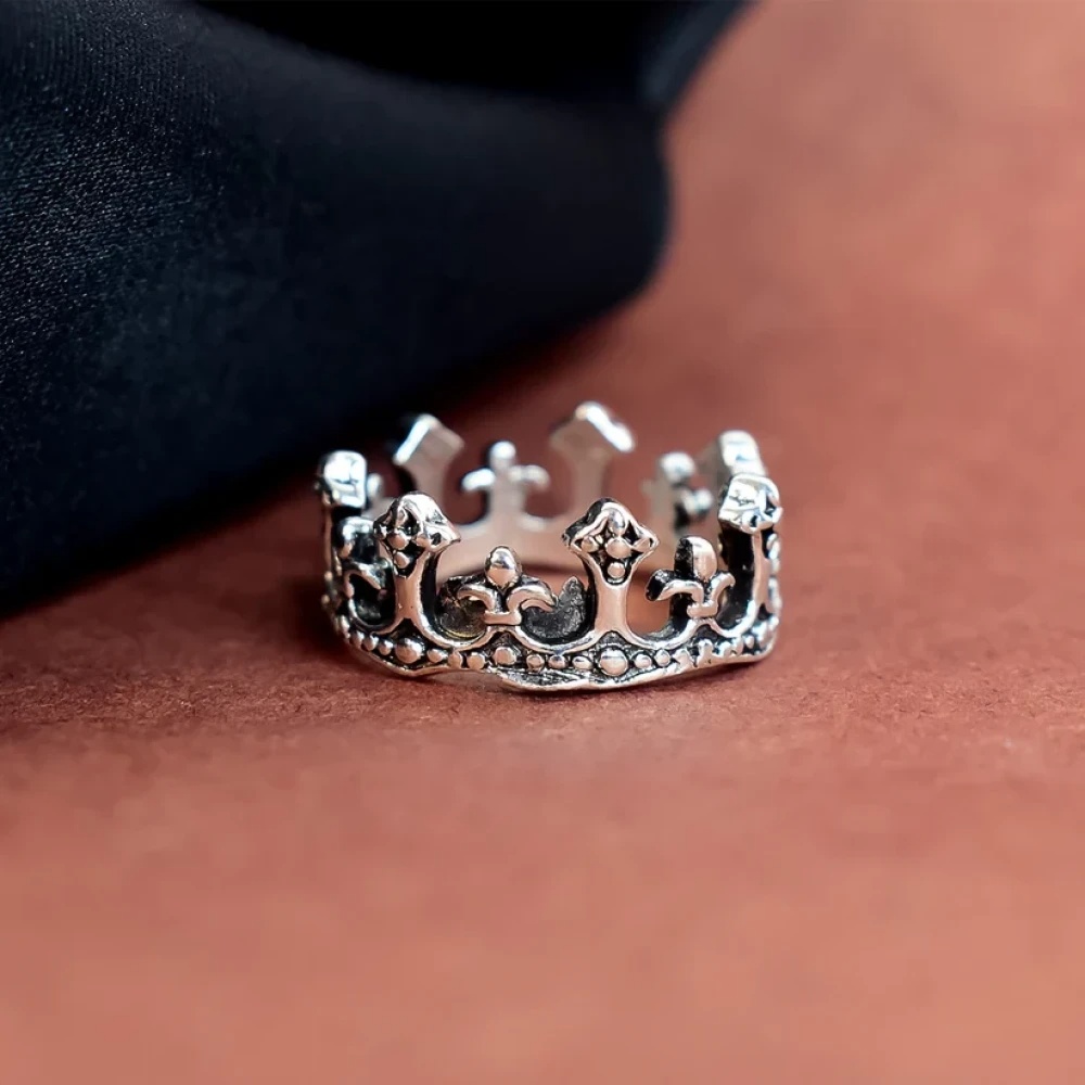 JEEZSA Men's Ring, Fashion Accessory, Stainless Steel Ring, Crown Ring, Black Ring