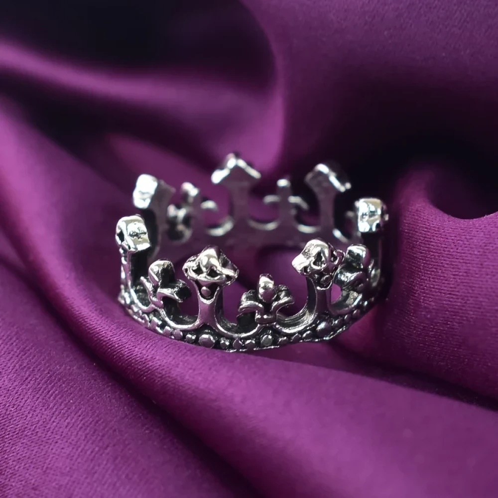 JEEZSA Men's Ring, Fashion Accessory, Stainless Steel Ring, Crown Ring, Black Ring