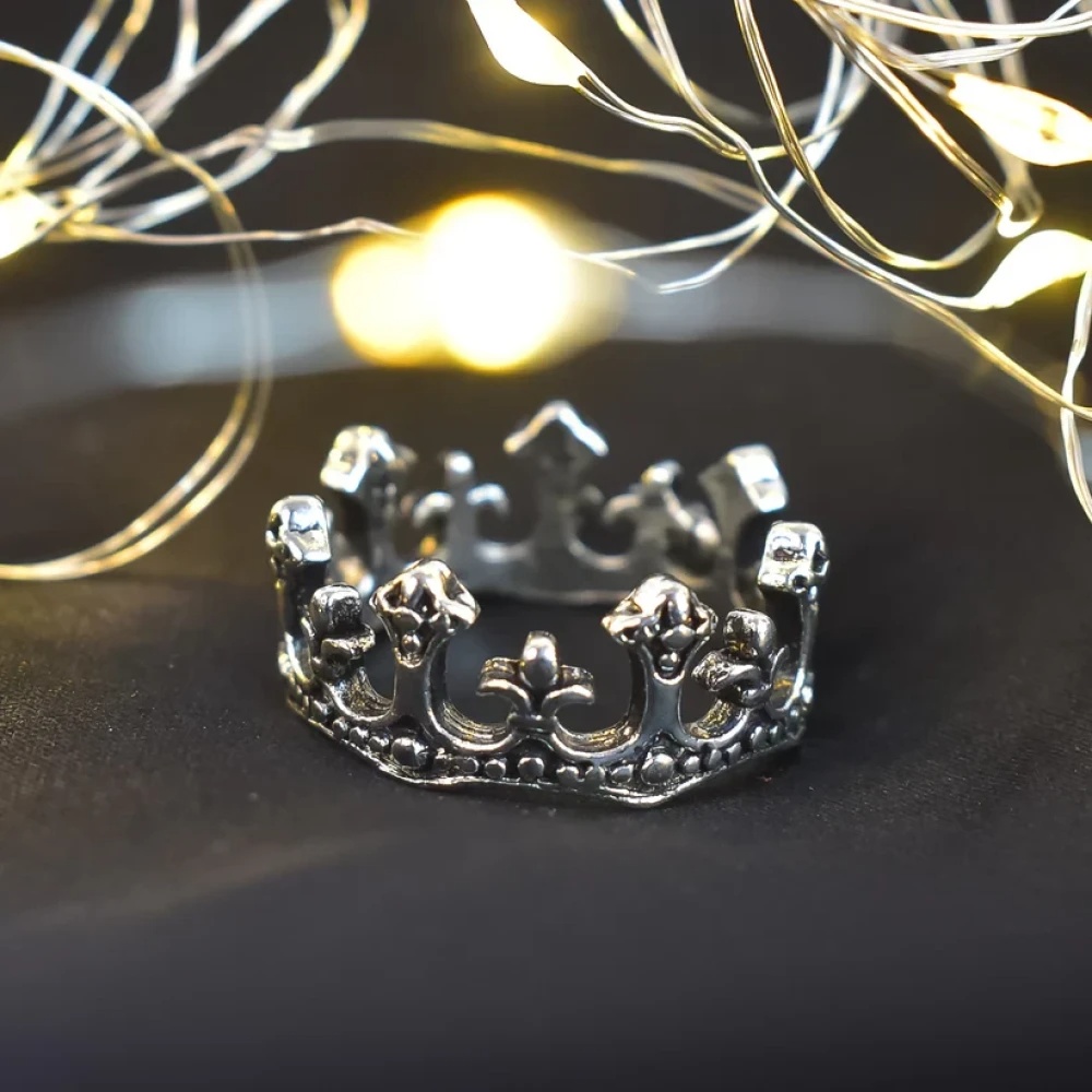 JEEZSA Men's Ring, Fashion Accessory, Stainless Steel Ring, Crown Ring, Black Ring