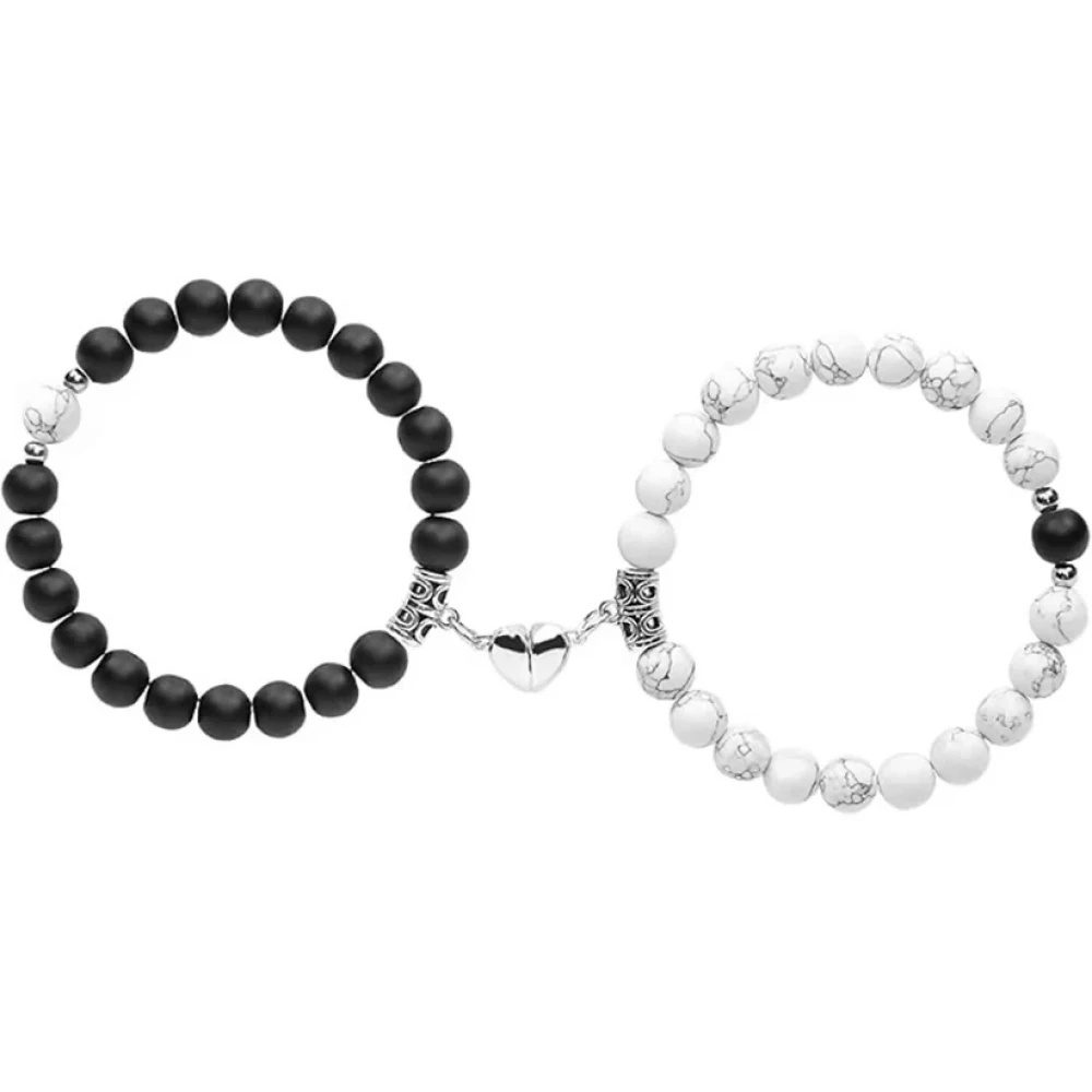 JEEZSA Silver Shine Magnetic Attraction Heart Couple Bracelet