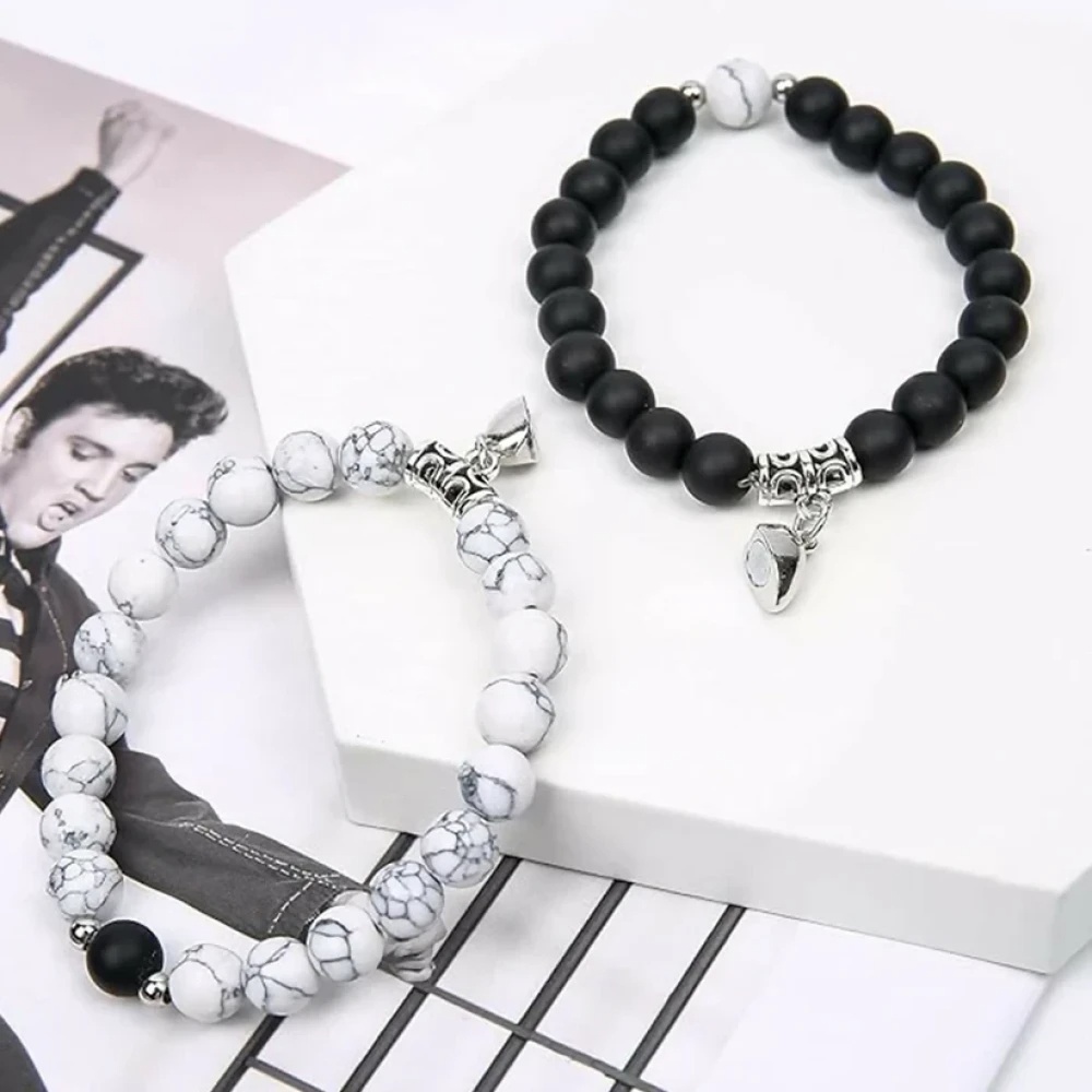 JEEZSA Silver Shine Magnetic Attraction Heart Couple Bracelet