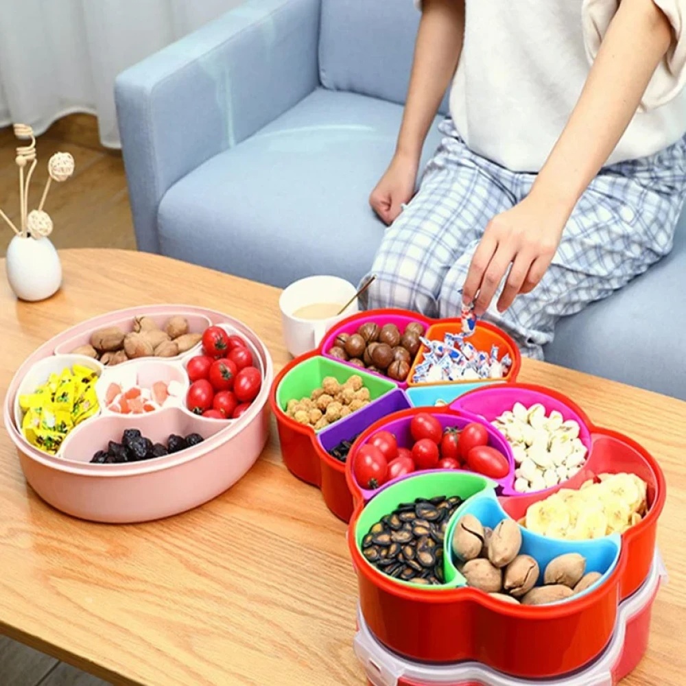 JEEZSA 5Compartments Party Food Storage Snack Nuts Box For Peanuts Fruits and Candy Box For Home & Kitchen Use