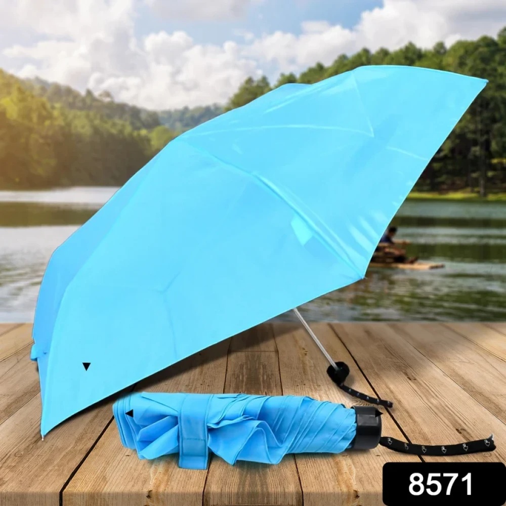 JEEZSA 3-Fold Umbrella Summer Sun and Rain Protection Foldable Cute Umbrella