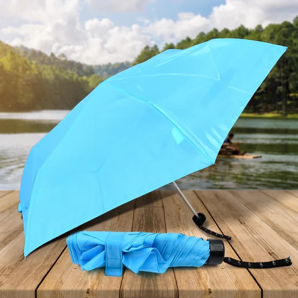 JEEZSA 3-Fold Umbrella Summer Sun and Rain Protection Foldable Cute Umbrella